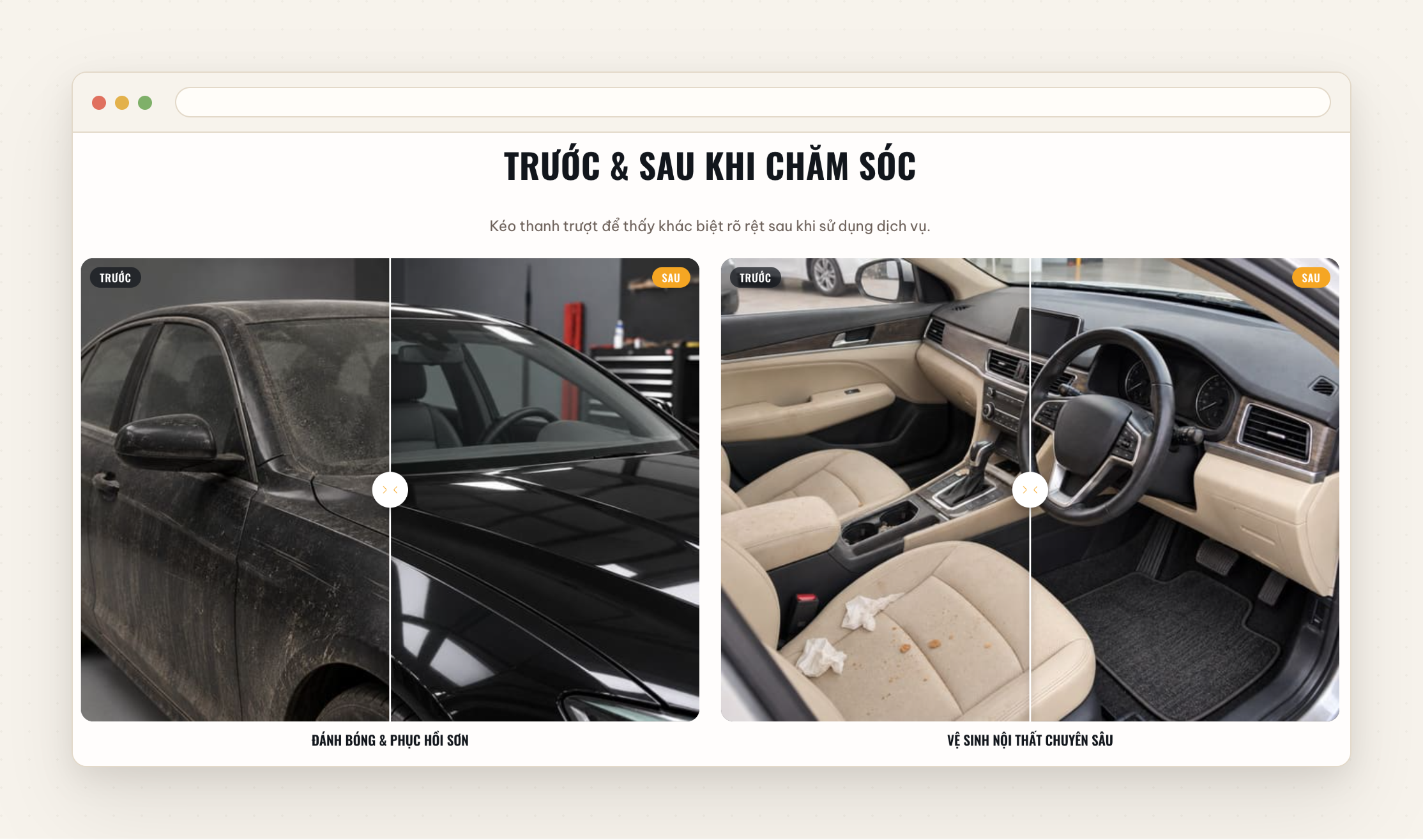 Trước & Sau – So sánh trực quan hiệu quả dịch vụ